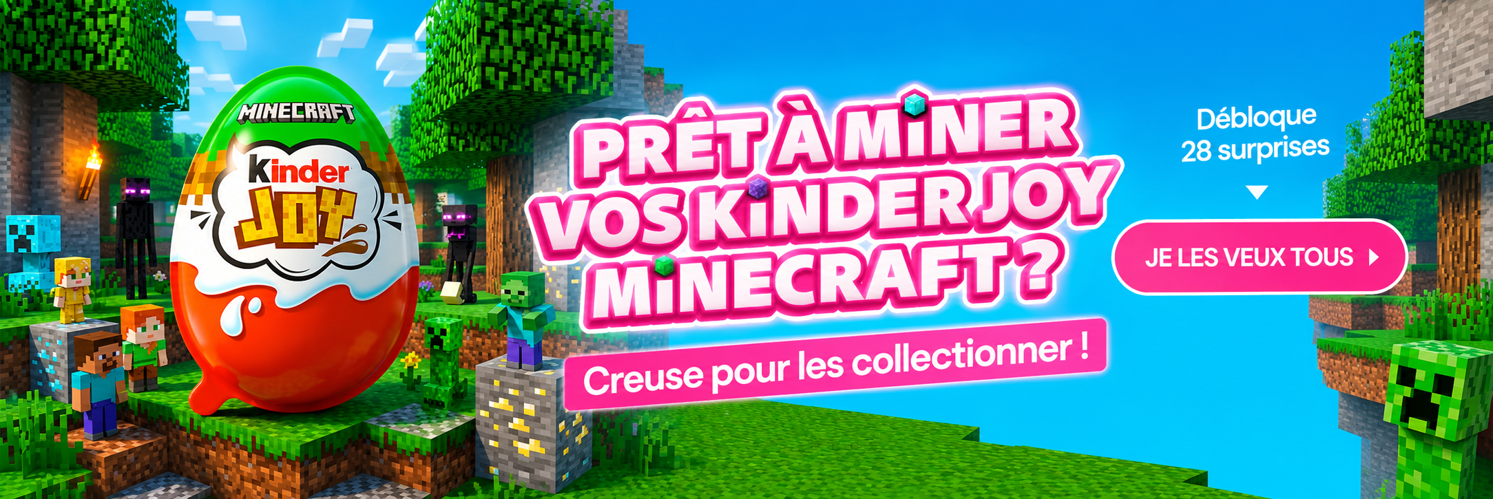 Kinder Joy Minecraft — 28 surprises à collectionner